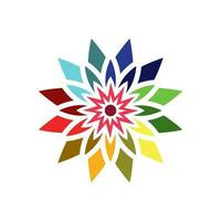 traditionnel asiatique coloré floral modèle coloré verre mosaïque logo tuile conception inspiration vecteur