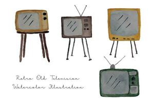 ancien vieux télévision aquarelle illustration vecteur