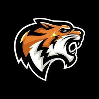 tigre esport jeu mascotte logo conception. en colère rugissement tigre tête badge vecteur icône