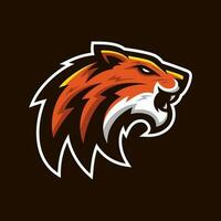 tigre esport jeu mascotte logo conception. en colère rugissement tigre tête badge vecteur icône