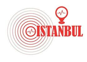 tremblement de terre icône conception, sismique activité avec le une inscription Istanbul sur une blanc Contexte dans rouge couleurs. vecteur illustration.