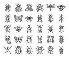 icônes vectorielles de contour insecte vecteur
