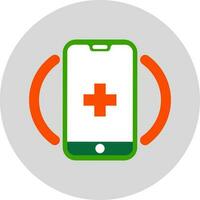 soins de santé un service app dans téléphone intelligent icône dans vert et rouge couleur. vecteur