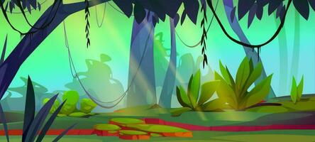 tropical jungle forêt dessin animé la nature paysage vecteur