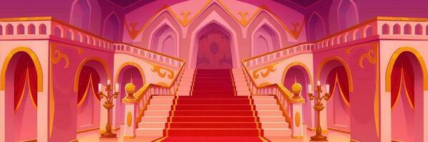 Royal palais salle intérieur avec escalier, tapis vecteur