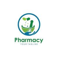 à base de plantes pharmacie logo modèle avec vecteur concept