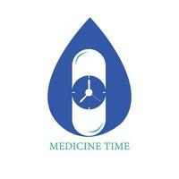 temps avec pilule vecteur logo modèle. adapté pour entreprise. pharmacie, en bonne santé, la toile et conception
