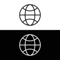 Terre ligne vecteur icône sur blanc et noir Contexte