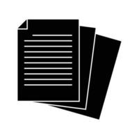 noir document icône. papier icône. fichier icône sur blanc Contexte vecteur
