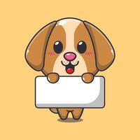 chien en portant salutation bannière dessin animé vecteur illustration.