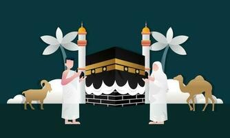 islamique pèlerinage prier pour hajj mabroor illustration vecteur