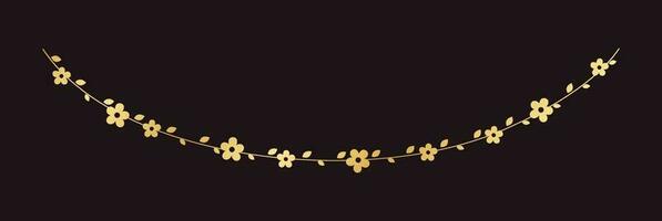 d'or pendaison fleur guirlande vecteur illustration. Facile or floral botanique conception éléments pour printemps.