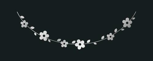 argent pendaison fleur guirlande vecteur illustration. Facile or floral botanique conception éléments pour printemps.