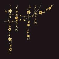 or vignes avec fleurs vecteur illustration. Facile minimal d'or floral botanique rideau conception éléments pour printemps.