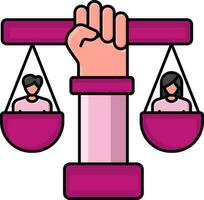 le sexe égalité, main équilibre échelle icône dans rose couleur. vecteur