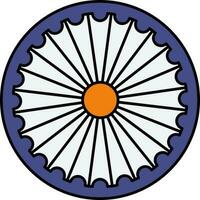 ashoka roue chakra icône dans bleu et Orange couleur. vecteur