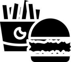 Burger et frites icône dans noir et blanc couleur. vecteur