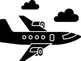 avion icône ou symbole dans glyphe style. vecteur
