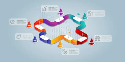 modèle d'élément de présentation infographie isométrique de route de cercle vecteur