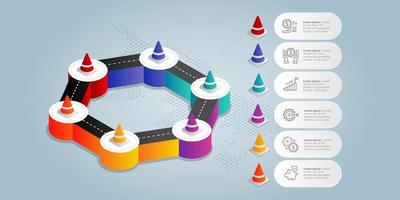 modèle d'élément de présentation infographie isométrique de route de cercle vecteur