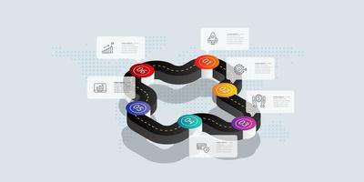 modèle d'élément de présentation infographie isométrique de route de cercle vecteur