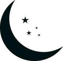 noir moitié lune avec étoiles sur blanc Contexte. vecteur