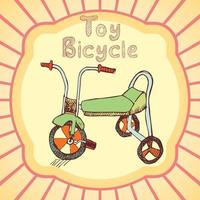 dessin animé jouet vélo coloré illustration vectorielle de croquis dessinés à la main vecteur