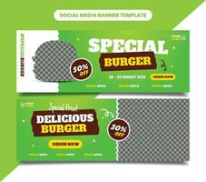 Burger nourriture restaurant social médias bannière modèles pour prospectus, bannière, et affiche vecteur