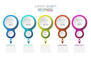 modèle infographique en 5 étapes modèle pour la présentation graphique de diagramme et le graphique vecteur