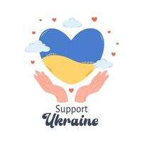 Ukraine drapeau dans le forme de cœur. enregistrer Ukraine, soutien Ukraine vecteur