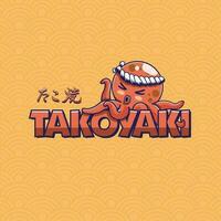 takoyaki Japonais logo illustration mascotte poulpe personnage vecteur