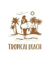 conception de t-shirt de plage tropicale. vecteur