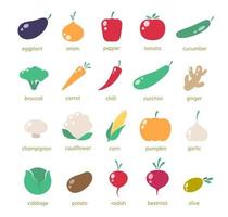 icônes de légumes simples vecteur