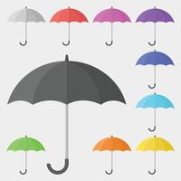jeu d'icônes de parapluie multicolore vecteur