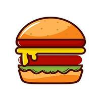 Hamburger vite nourriture icône vecteur illustration conception graphique plat style ombre pour nourriture et boisson conception élément et concept