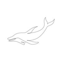 continu ligne dessin de une dauphin. vecteur illustration sur blanc motif