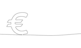 euro signe. un ligne continu. contour, ligne art vecteur illustration.