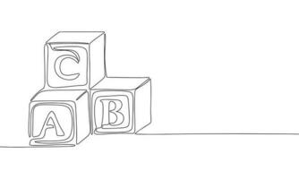 cube jouets isolé sur blanc Contexte. ligne art les enfants jouet. un ligne continu vecteur illustration.
