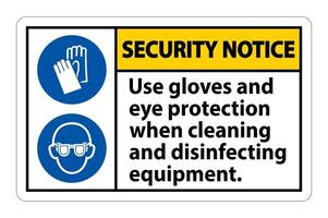 avis de sécurité utiliser des gants et un panneau de protection des yeux vecteur