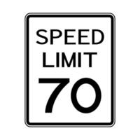 USA route trafic transport signe limite de vitesse 70 sur fond blanc vecteur