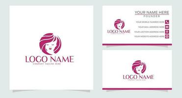 femmes visage avec fleur logo conception et affaires carte. Naturel femmes logo pour beauté salon, spa, cosmétique, et peau se soucier logo vecteur