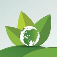 concept de terre verte avec des feuilles écologie villes aident le monde avec des idées de concept écologique vecteur