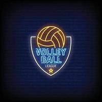 Enseignes au néon de la ligue de volley-ball vecteur