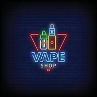 vecteur de texte de style enseignes au néon vape shop