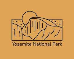 moitié dôme yosemite nationale parc mono ligne graphique illustration vecteur pour T-shirt, badge, pièce conception