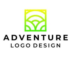 aventure logo conception dans vert et Jaune. vecteur