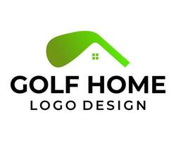maison icône et le golf club formation sport logo conception. vecteur