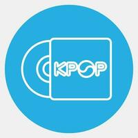icône coréen pop disque. Sud Corée éléments. Icônes dans bleu rond style. bien pour impressions, affiches, logo, publicité, infographies, etc. vecteur