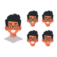 Visage Emoticon Boy avec des lunettes Vector Collection