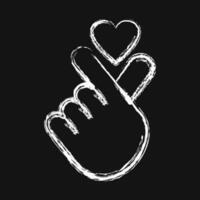 icône cœur symbole avec doigt main. Sud Corée éléments. Icônes dans craie style. bien pour impressions, affiches, logo, publicité, infographies, etc. vecteur